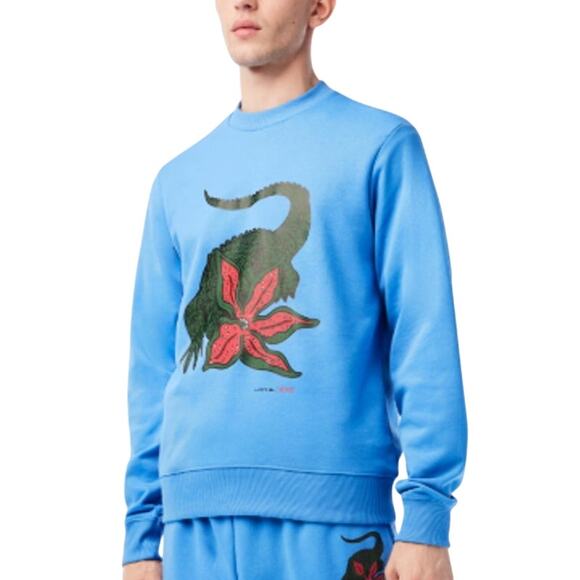 Lacoste x Netflix Stranger Things S Demogorgon Sweatshirt Blue Organic Cotton - Picture 1 of 12